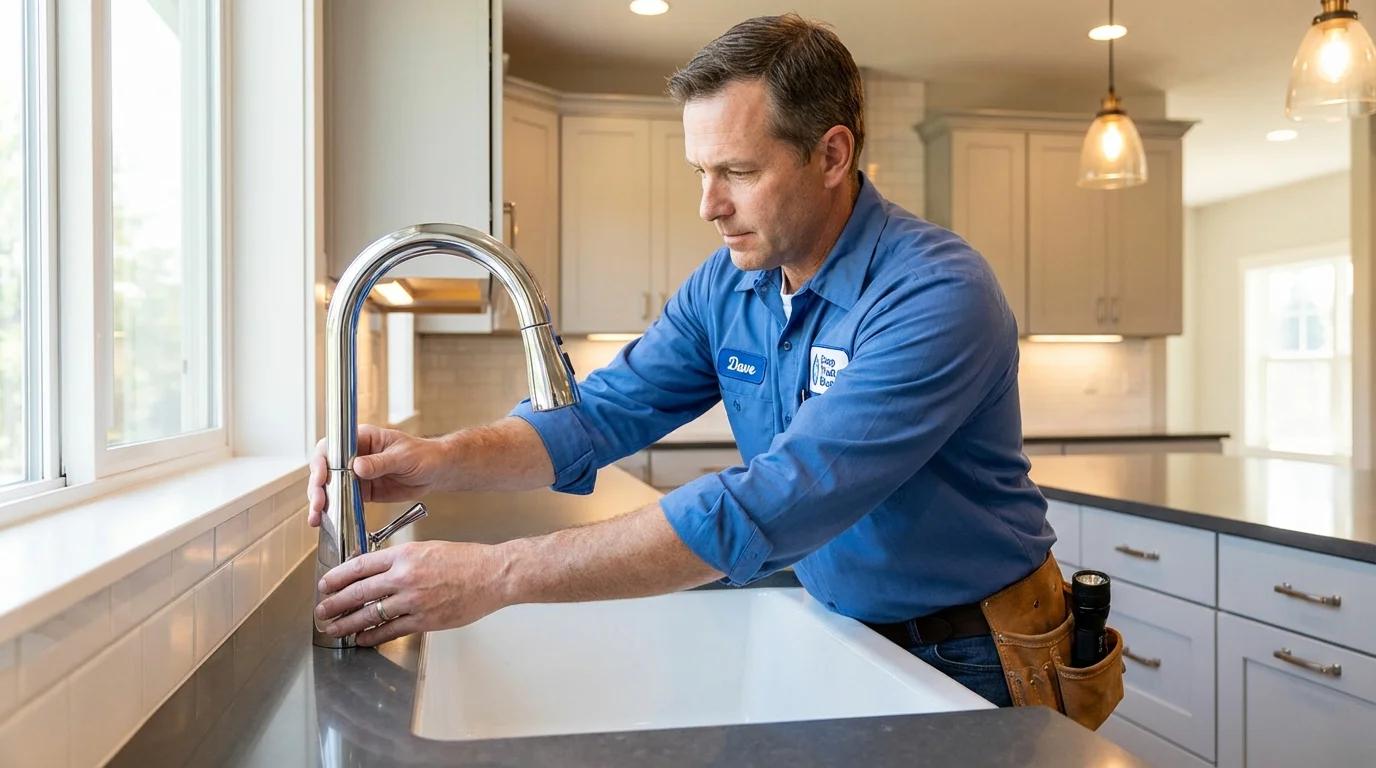 Kitchen faucet installation by Johns Plumbing LLC in Buxton
